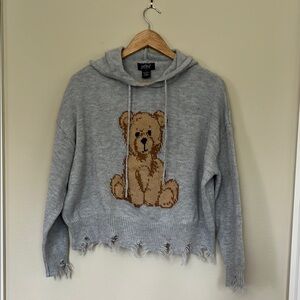 MSY Gray Distressed Teddy Bear Hoodie